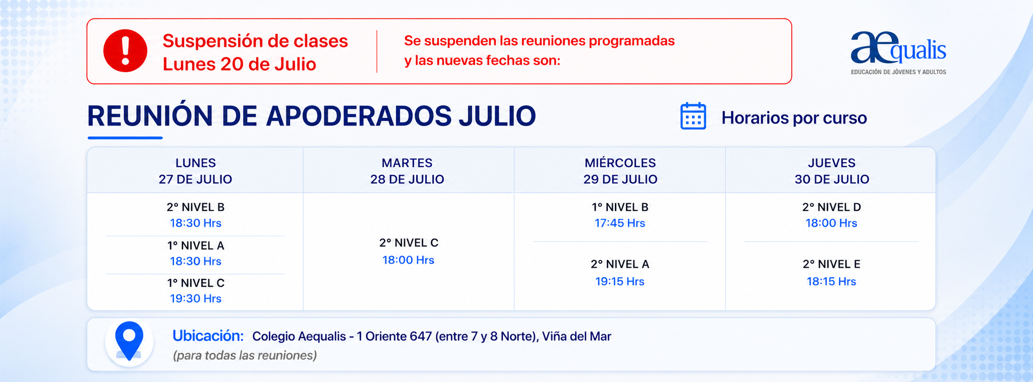 Suspensiones web Julio 2026