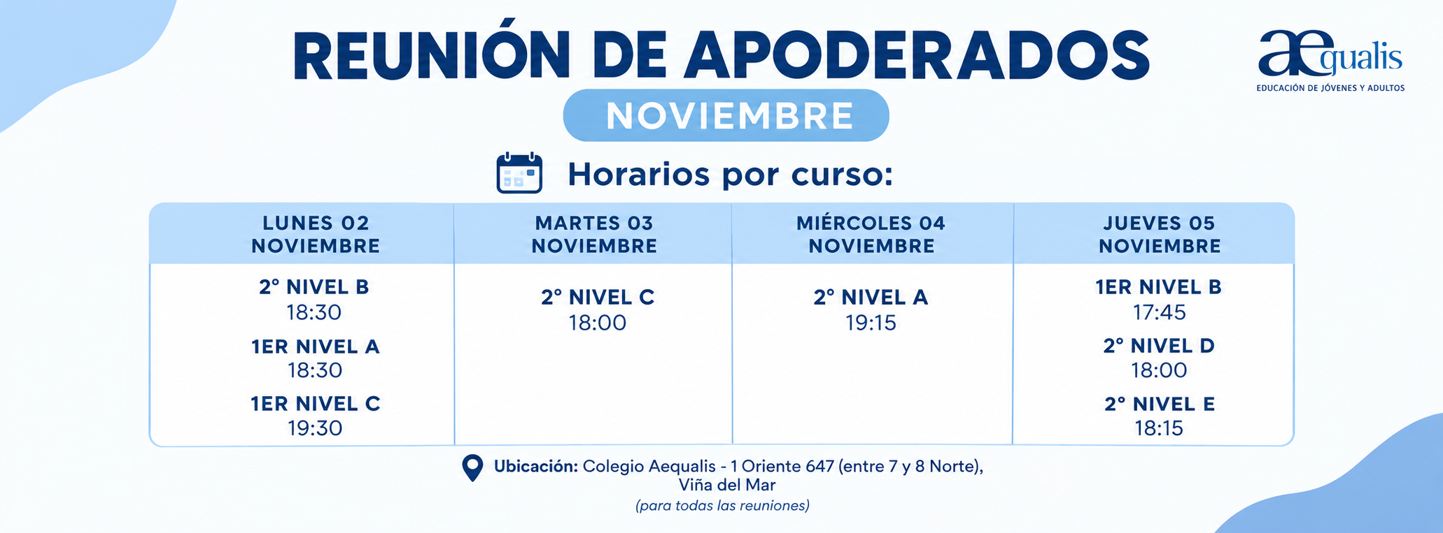 Reunión de apoderados_ horarios noviembre